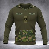 Personalized Norwegian Solider/ Veteran Camo With Name and Rank Hoodie 3D Printed QTDT0510