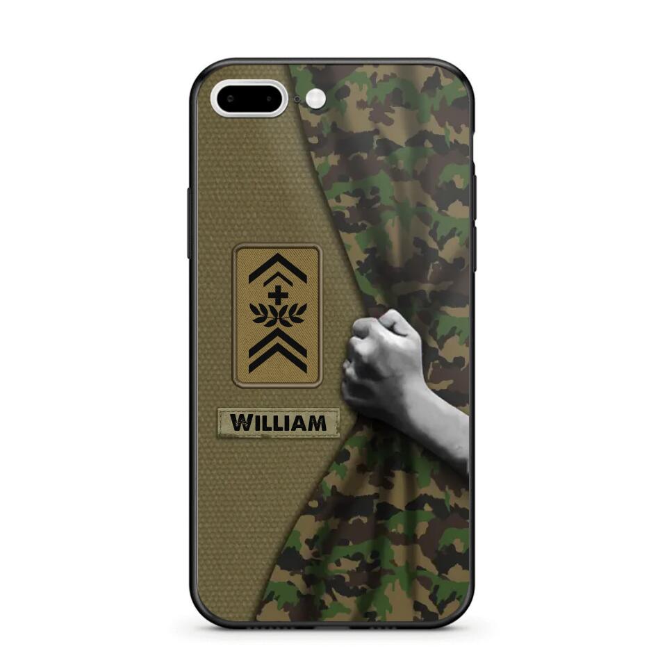 Personalized Swiss Veterans/Soldier Camo Phone Case Printed 22OCT-HY06