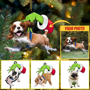 Personalized Your Image Dog Grinch Christmas Wood Ornament Printed QTMA0610