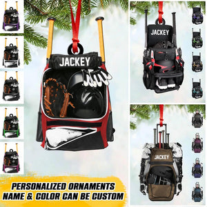Personalized Baseball Bag Christmas Wood Ornament Printed 22OCT-HQ06