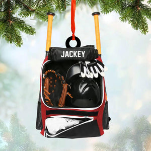 Personalized Baseball Bag Christmas Wood Ornament Printed 22OCT-HQ06