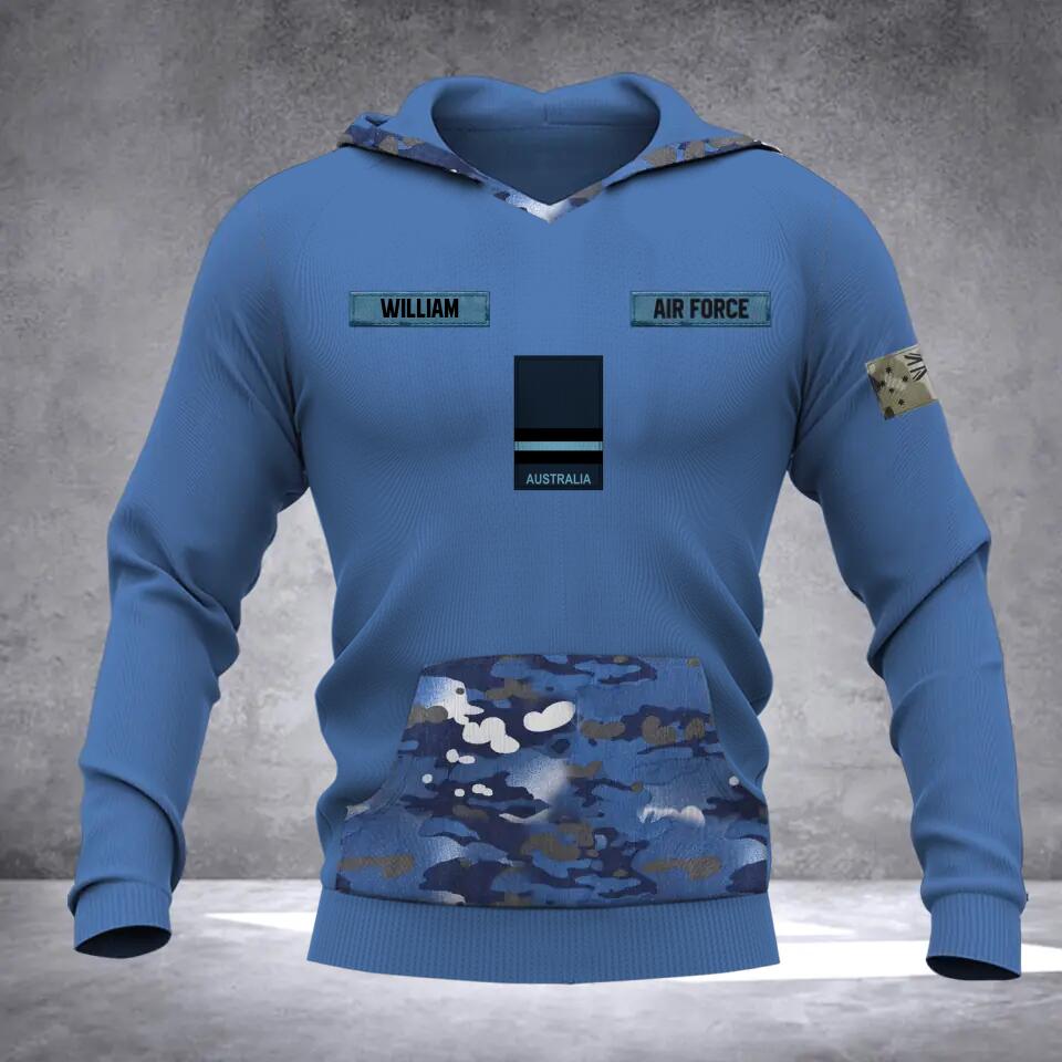 Personalized Australian Solider/ Veteran Camo With Name and Rank Hoodie 3D Printed QTDT0710