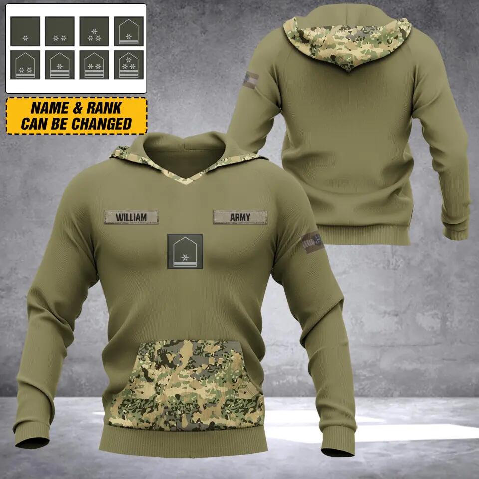 Personalized Austrian Solider/ Veteran Camo With Name and Rank Hoodie 3D Printed QTDT0710