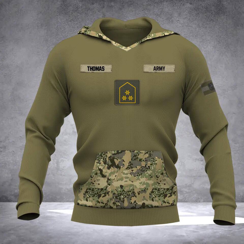Personalized Austrian Solider/ Veteran Camo With Name and Rank Hoodie 3D Printed QTDT0710