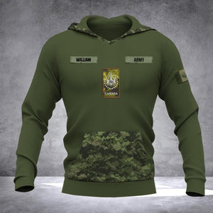 Personalized Canadian Solider/ Veteran Camo With Name and Rank Hoodie 3D Printed QTDT0710