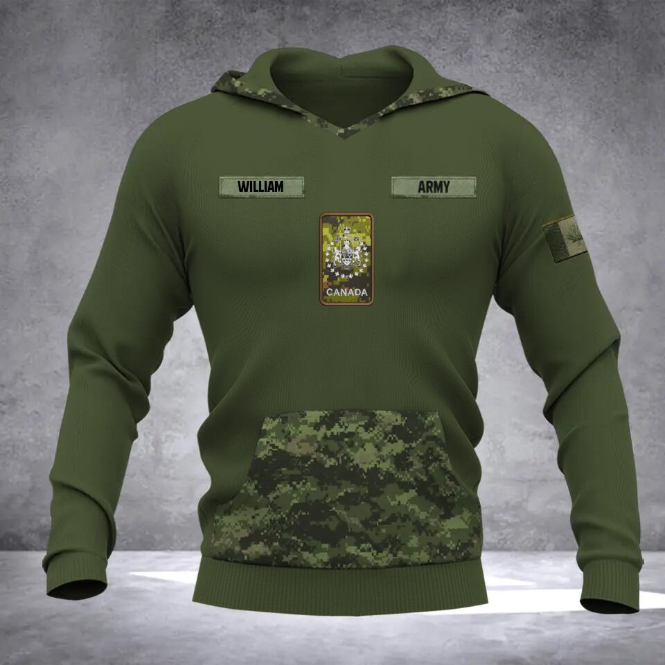 Personalized Canadian Solider/ Veteran Camo With Name and Rank Hoodie 3D Printed QTDT0710