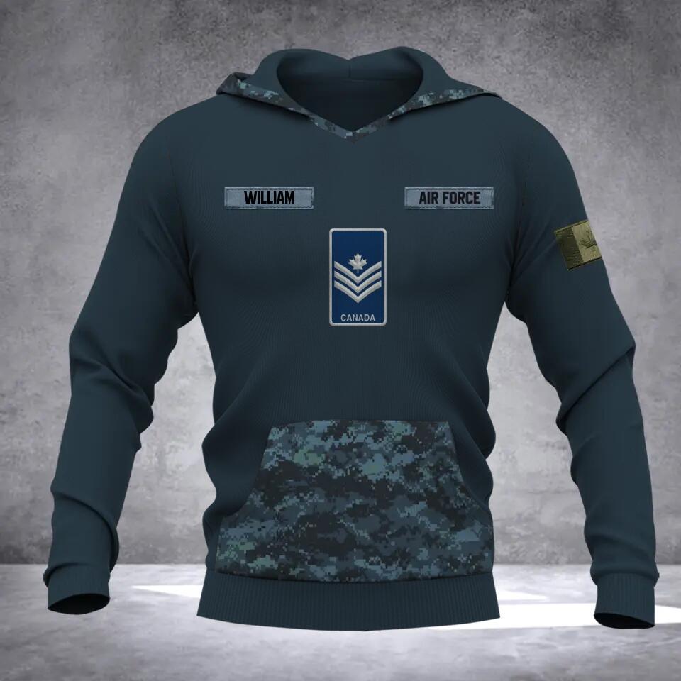 Personalized Canadian Solider/ Veteran Camo With Name and Rank Hoodie 3D Printed QTDT0710