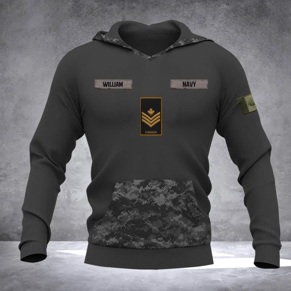 Personalized Canadian Solider/ Veteran Camo With Name and Rank Hoodie 3D Printed QTDT0710