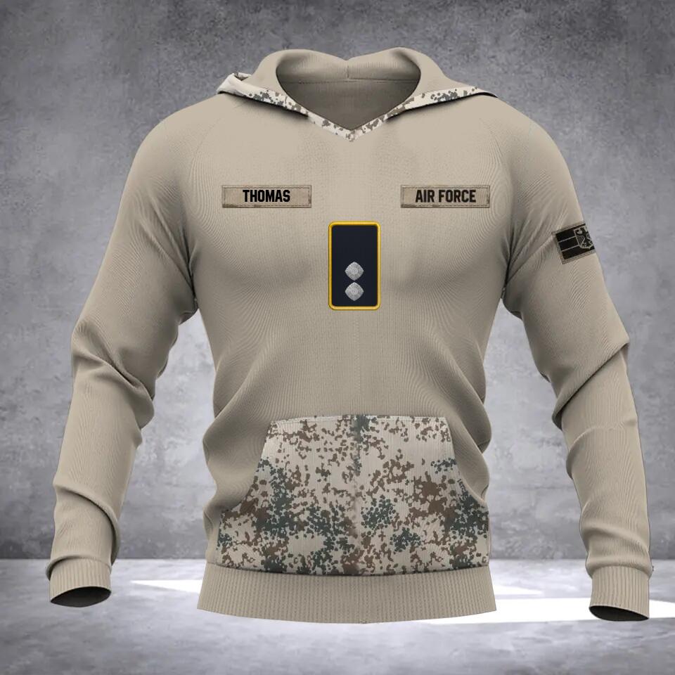 Personalized German Solider/ Veteran Camo With Name and Rank Hoodie 3D Printed QTDT0710