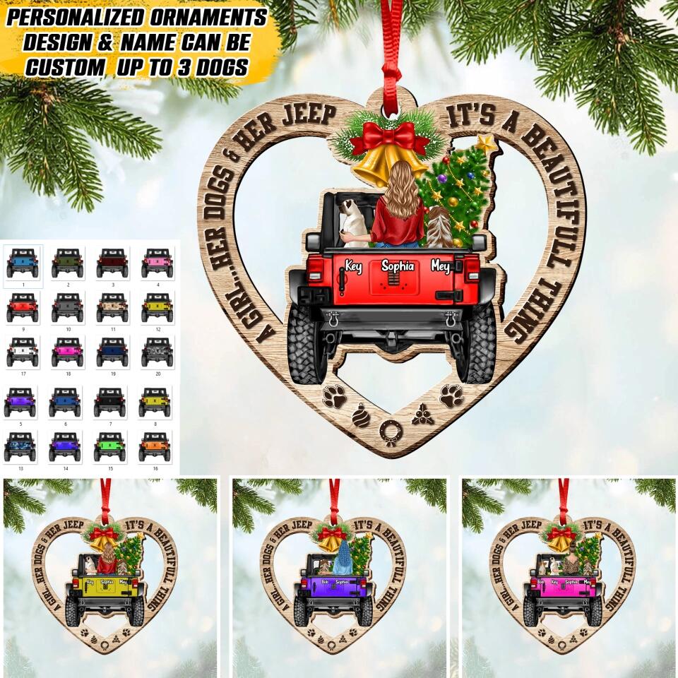 Personalized Jeep Dog Christmas Wood Ornament Printed 22OCT-HQ07