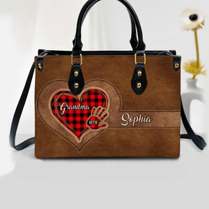 Personalized Grandma Kid Heart Leather Bag Printed 22OCT-HY07