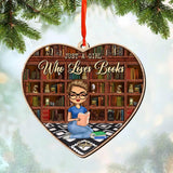Personalized Just A Girl Who Loves Books Christmas Wood Ornament Printed QTDT1010