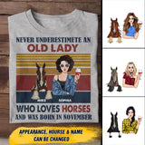 Personalized Lady Girl Love Horse and Was Born In November Tshirt Printed 22OCT-HY10
