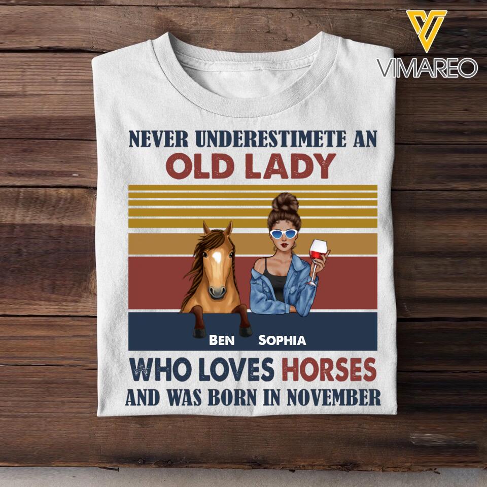 Personalized Lady Girl Love Horse and Was Born In November Tshirt Printed 22OCT-HY10