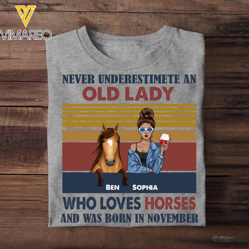 Personalized Lady Girl Love Horse and Was Born In November Tshirt Printed 22OCT-HY10