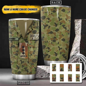 Personalized Australian Veteran/Soldier Flag Camo Tumbler Printed 22OCT-HY10