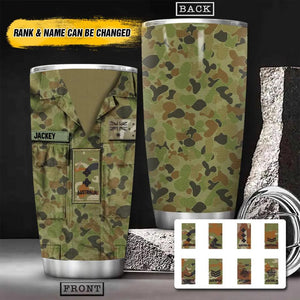 Personalized Australian Veteran/Soldier Flag Camo Tumbler Printed 22OCT-HY10