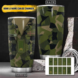 Personalized Swesdish Veteran/Soldier Flag Camo Tumbler Printed 22OCT-HY10