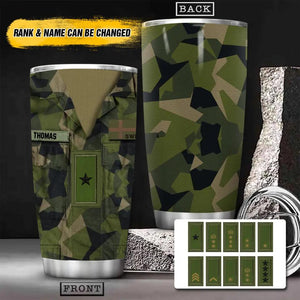 Personalized Swesdish Veteran/Soldier Flag Camo Tumbler Printed 22OCT-HY10