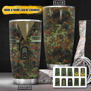 Personalized German Veteran/Soldier Flag Camo Tumbler Printed 22OCT-HY10