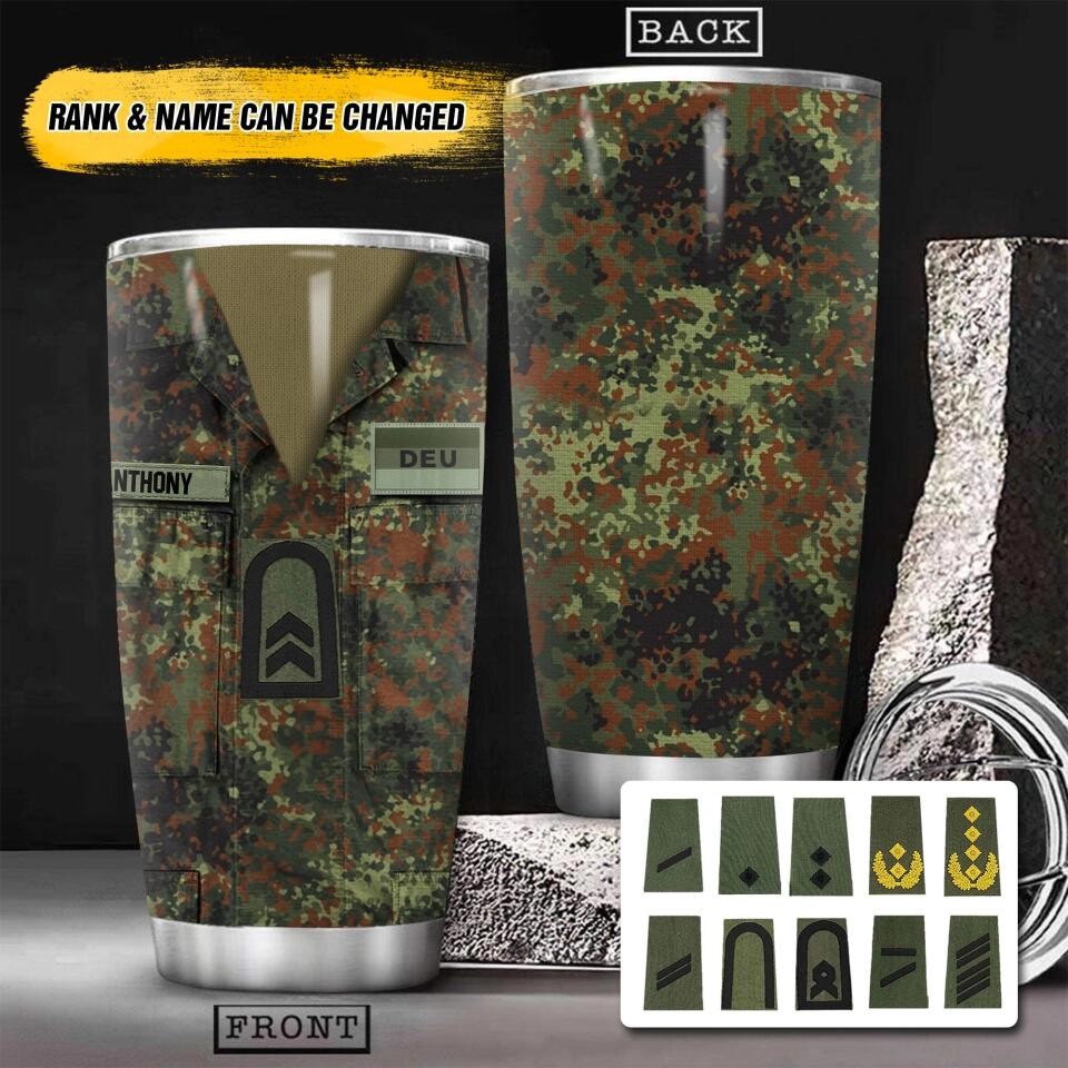Personalized German Veteran/Soldier Flag Camo Tumbler Printed 22OCT-HY10