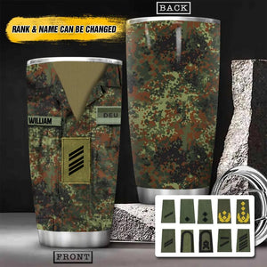 Personalized German Veteran/Soldier Flag Camo Tumbler Printed 22OCT-HY10
