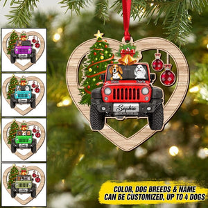 Personalized Jeep Dog Christmas Wood Ornament Printed 22OCT-DT10
