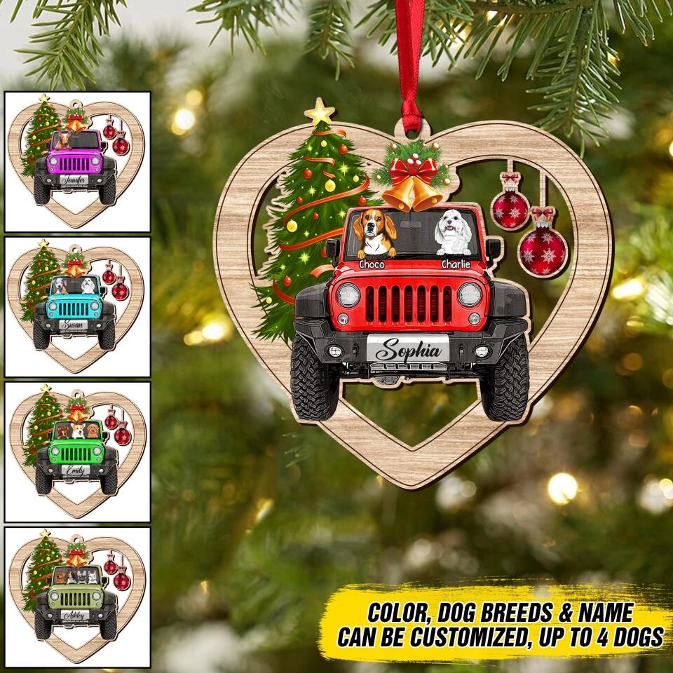 Personalized Jeep Dog Christmas Wood Ornament Printed 22OCT-DT10
