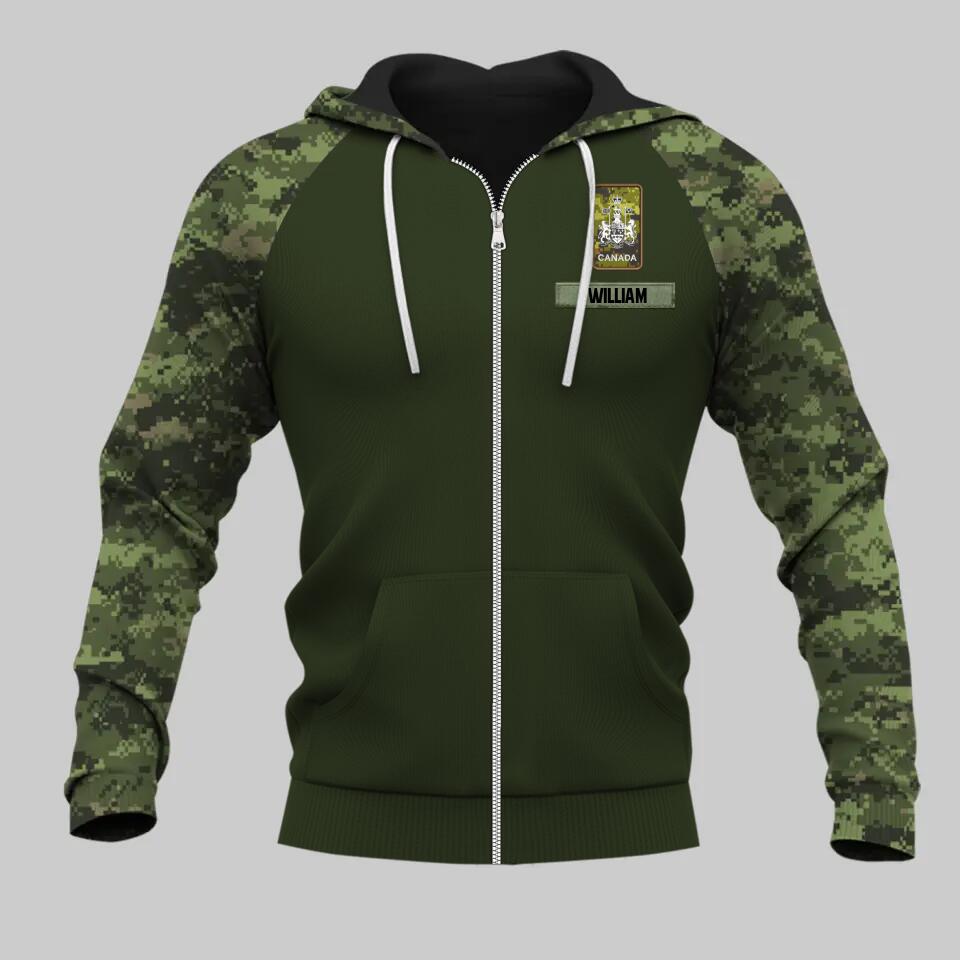 Personalized Canadian Solider/ Veteran With Rank Name or Flag Zip Hoodie 3D Printed QTDT1110