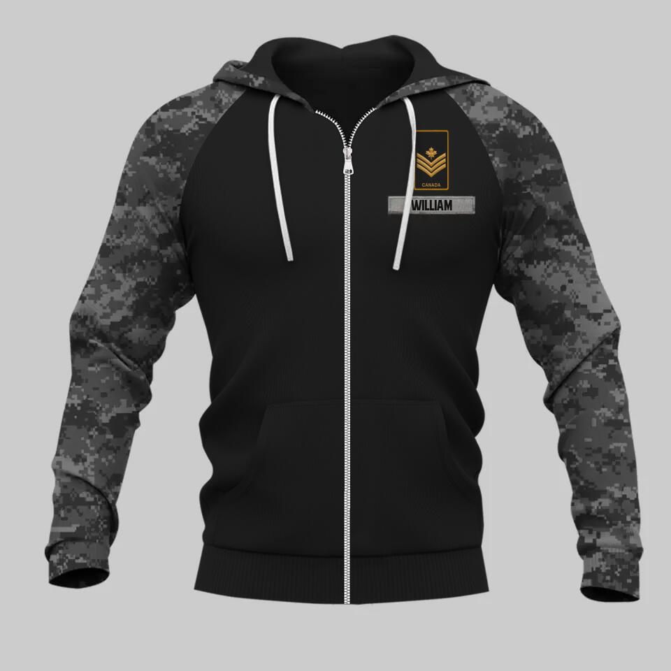 Personalized Canadian Solider/ Veteran With Rank Name or Flag Zip Hoodie 3D Printed QTDT1110