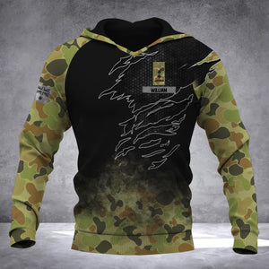 Personalized Australian Solider/ Veteran Camo With Name and Rank Hoodie 3D Printed QTDT1410