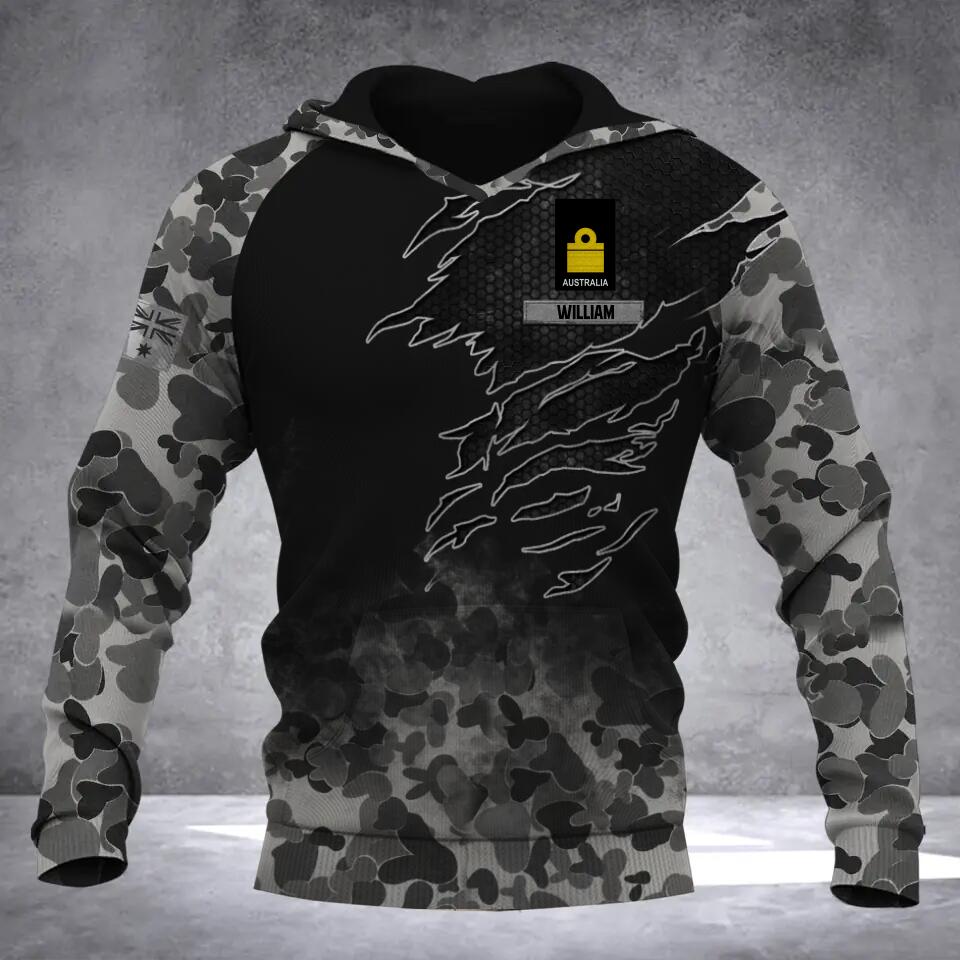 Personalized Australian Solider/ Veteran Camo With Name and Rank Hoodie 3D Printed QTDT1410