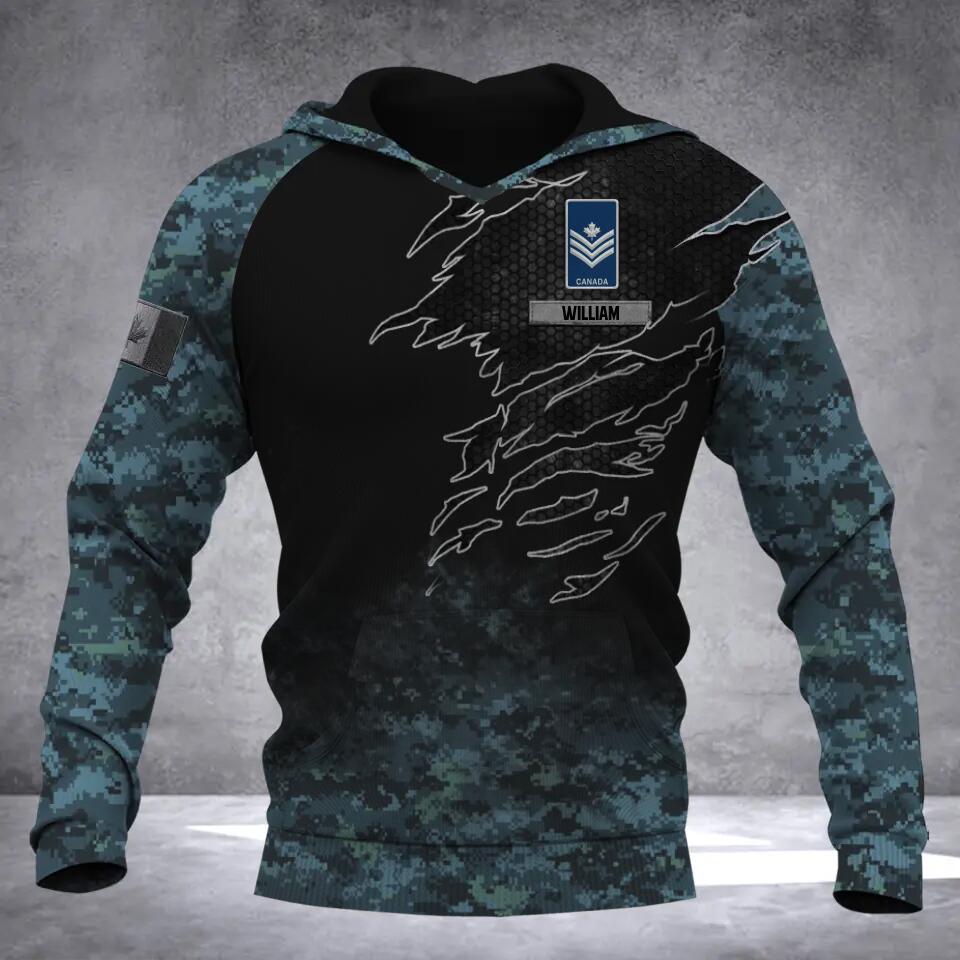 Personalized Canadian Solider/ Veteran Camo With Name and Rank Hoodie 3D Printed QTDT1410