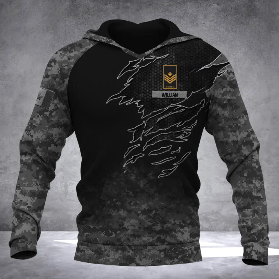Personalized Canadian Solider/ Veteran Camo With Name and Rank Hoodie 3D Printed QTDT1410