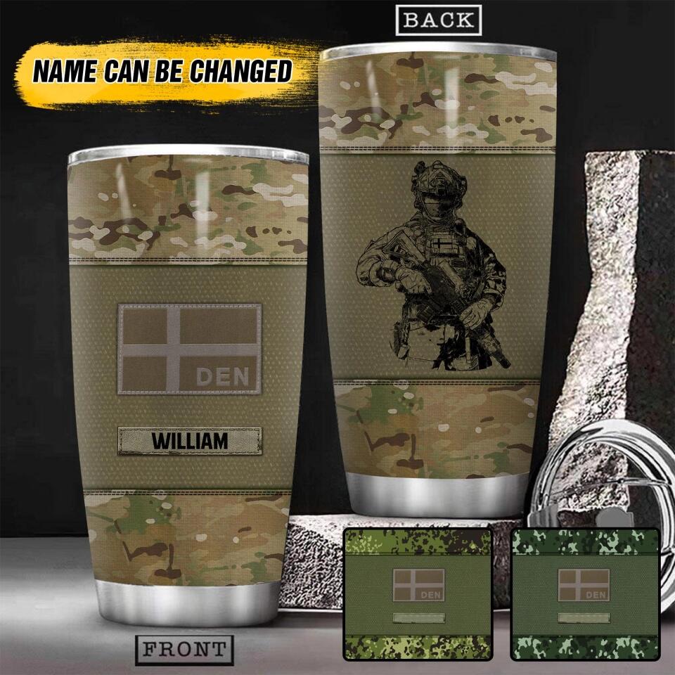 Personalized Danish Veteran/Soldier Camo Tumbler Printed 22OCT-HY14
