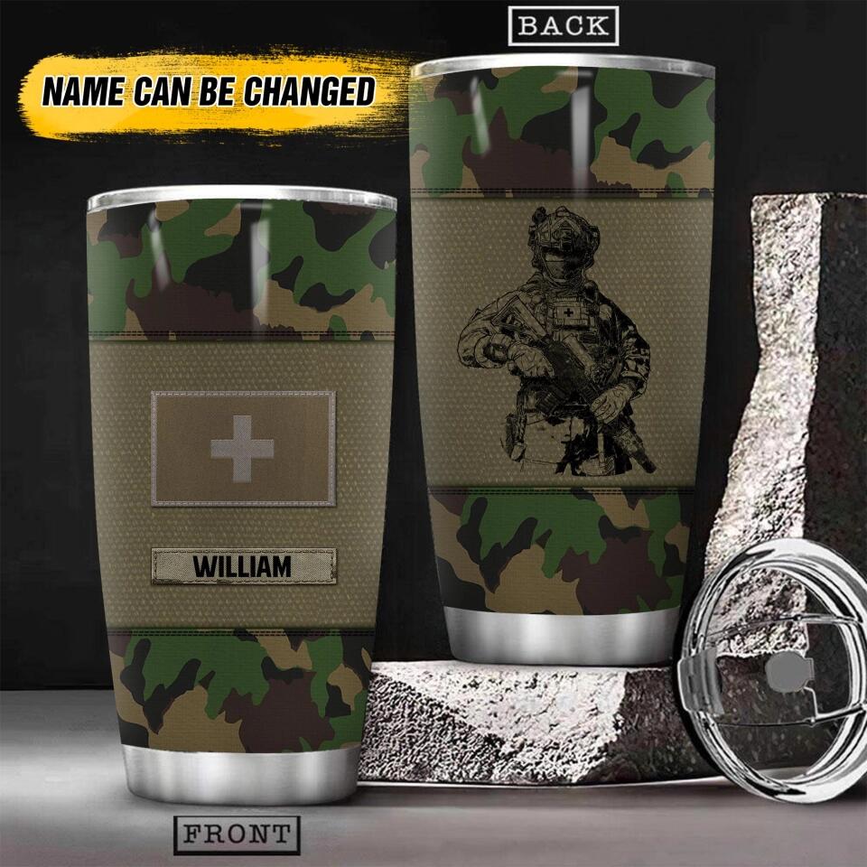 Personalized Swiss Veteran/Soldier Flag Camo Tumbler Printed 22OCT-HY14