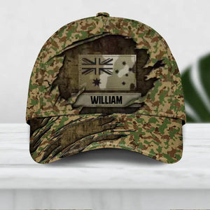 Personalized Australian Veteran Camo Rank Hand Peaked Cap 3D Printed QTDT1410