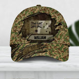 Personalized Australian Veteran Camo Rank Hand Peaked Cap 3D Printed QTDT1410