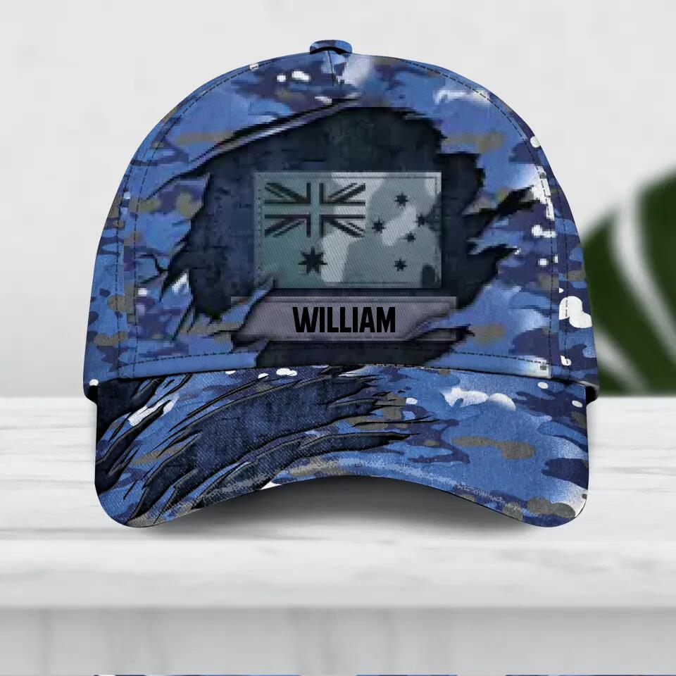 Personalized Australian Veteran Camo Rank Hand Peaked Cap 3D Printed QTDT1410