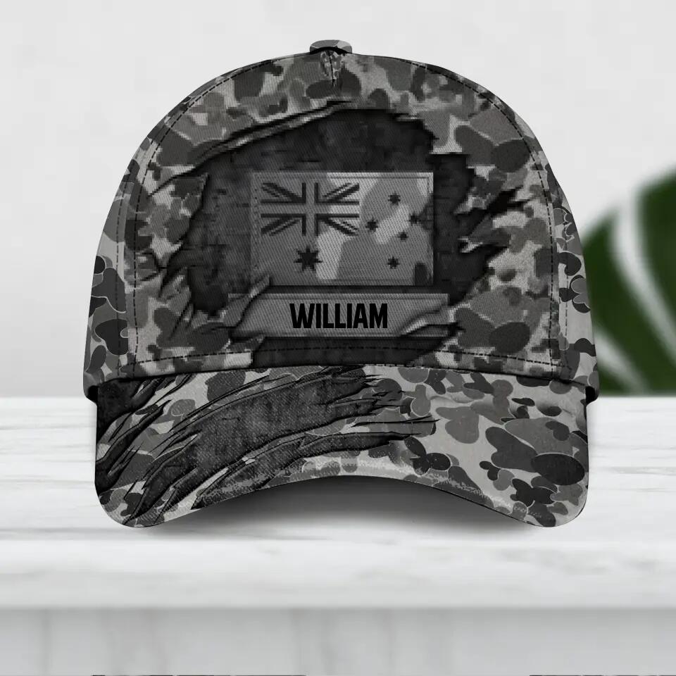 Personalized Australian Veteran Camo Rank Hand Peaked Cap 3D Printed QTDT1410