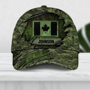 Personalized Canadian Veteran Camo Rank Hand Peaked Cap 3D Printed QTDT1410