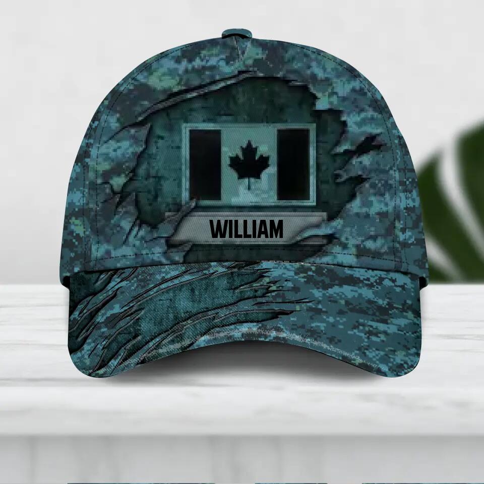 Personalized Canadian Veteran Camo Rank Hand Peaked Cap 3D Printed QTDT1410