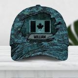 Personalized Canadian Veteran Camo Rank Hand Peaked Cap 3D Printed QTDT1410