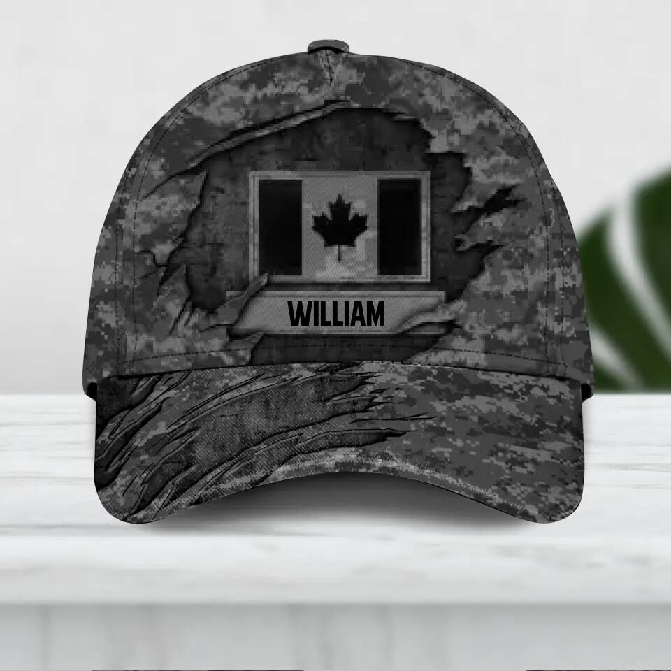 Personalized Canadian Veteran Camo Rank Hand Peaked Cap 3D Printed QTDT1410