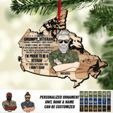 Personalized I'm A Grumpy Canadian Veteran I'm Proud To Be A Veteran Camo Rank Christmas Wood Ornament Printed 22OCT-DT17
