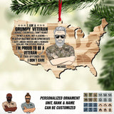 Personalized I'm A Grumpy US Veteran I'm Proud To Be A Veteran Camo Rank Christmas Wood Ornament Printed 22OCT-DT17