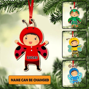 Personalized Bugs Kid Name Christmas Wood Ornament Printed 22OCT-HY18