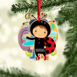 Personalized Bugs Kid Name Christmas Wood Ornament Printed 22OCT-HY18