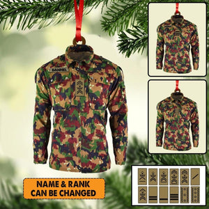 Personalized Swiss Solider/ Veteran Camo Uniform Christmas Wood Ornament Printed 22OCT-HY18