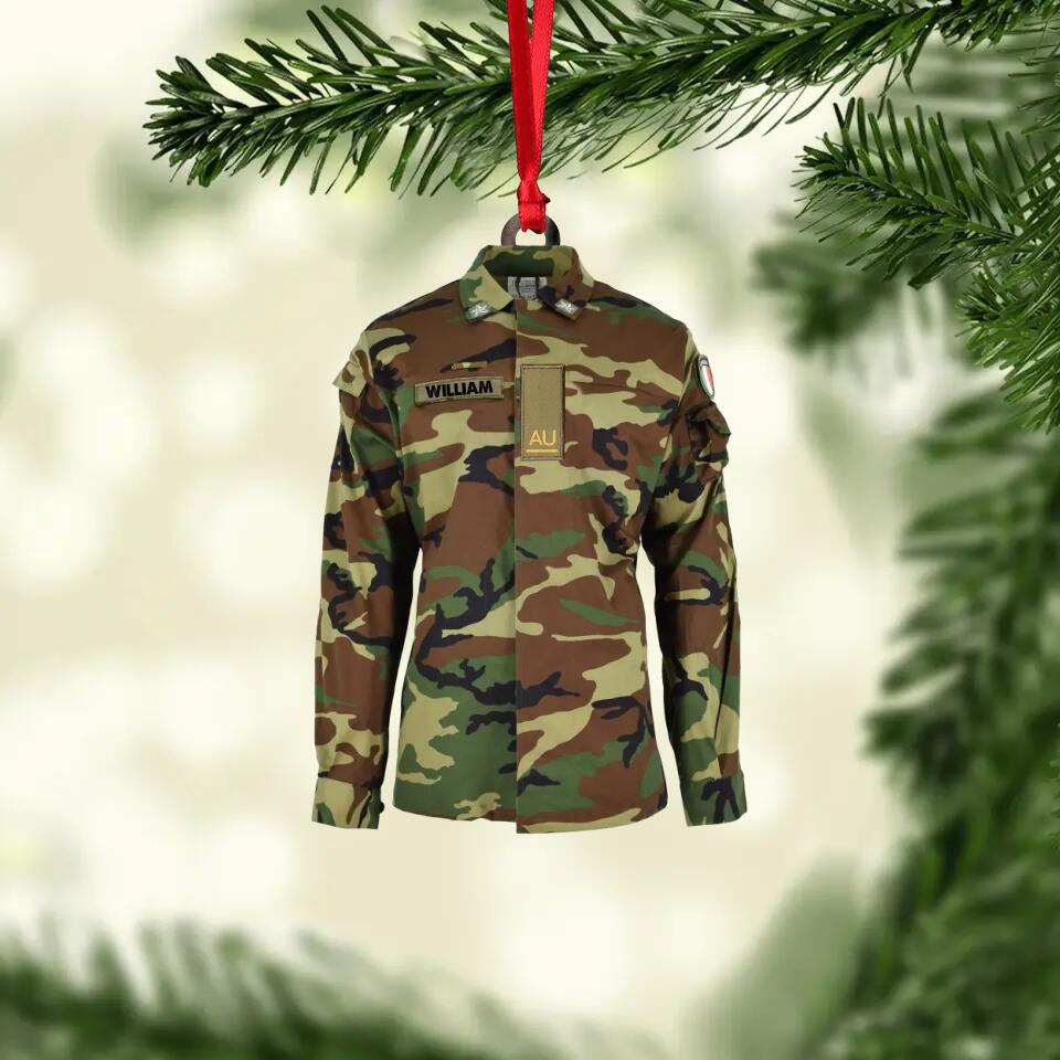 Personalized Italian Solider/ Veteran Camo Uniform Christmas Wood Ornament Printed 22OCT-HY18